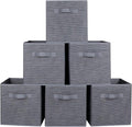 ShellKingdom Foldable Fabric Storage Cubes and Cloth Organizer Drawer for Closet and Toys, 6 Pack (Dark Gray with Black Strip