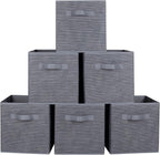 ShellKingdom Foldable Fabric Storage Cubes and Cloth Organizer Drawer for Closet and Toys, 6 Pack (Dark Gray with Black Strip