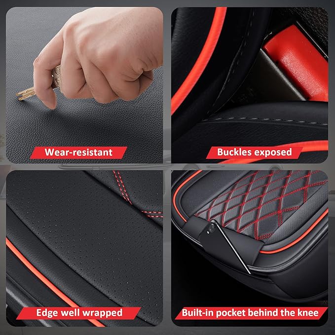 MIROZO Front Seat Covers,2PCS Car Seat Covers Red Waterproof Seat Protector Automotive Vehicle Cushion Cover Universal Fit fo