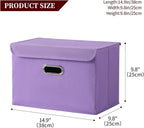 STOREONE Fabric Storage Cube Bins Foldable Organizer Container Collapsible Basket with Lids and Metal Handles, for Home, Bedr