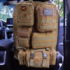 Universal Tactical Car Seat Back Organizer Bag Tactical Molle Vehicle Organizers Panel Vehicle Protector Organizers with 5 Detachable Pouches for Car Truck Ford Jeep (Model A-Khaki)