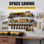 MOOMSINE Power Tool Organizer Wall Mount, Heavy Duty Metal Tool Storage Rack Loads 320lbs, 8 Cordless Drill Holder 3 Layer fo