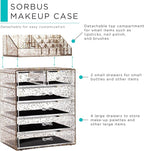 Sorbus Acrylic Makeup Organizer Set, 6-Drawer Vanity & Countertop Cosmetic Storage with Small & Wide Compartments, Glitter Ma
