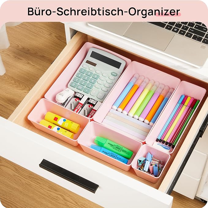 Vtopmart 25 PCS Plastic Drawer Organizers Set, 4-Size Versatile Bathroom and Vanity Drawer Organizer Trays, Storage Bins for 