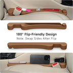 Car Seat Gap Filler Set of 2, 3IN1 Seat Side Gap Filler Plug with Storage Slot & Hook Function, Soft Foam Universal Fit Car SUV Truck Fill Gap Between Seats Console Organizer（Narrow Saddle Brown ）