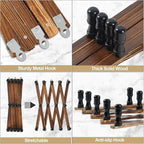 WGFKVAS 2 Pack Accordion Hat Rack for Wall - Expandable Coat Rack Wall Mount with 14 Pegs - Wood Wall Hanger for Baseball Cap