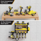 BUILTSTRONG Power Tool Organizer - 6 Drill Holder Wall Mount, 3 Tier Heavy-Duty Hand Storage Rack, Utility Racks, 2 Pegboard 