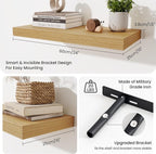 Fun Memories 24 x 10 Floating Shelves Wall-Mounted - Rustic Wood Shelf - 10 Inch Deep Floating Shelves for Wall - Large Stora