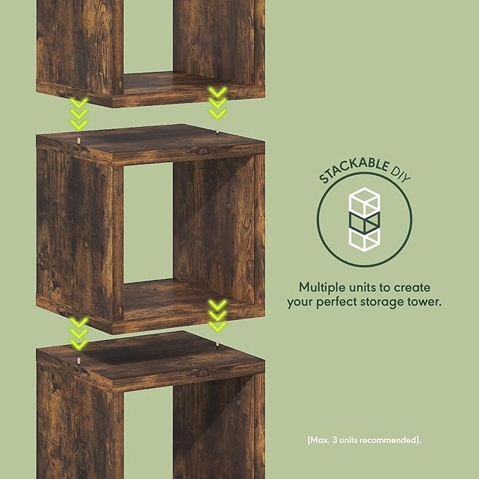 Furinno Cubicle Book Shelf, Stackable Bookshelf, Cube Storage Organizer Bookcase with Open Back, Extra Thick, 15.8" x 15.8" x