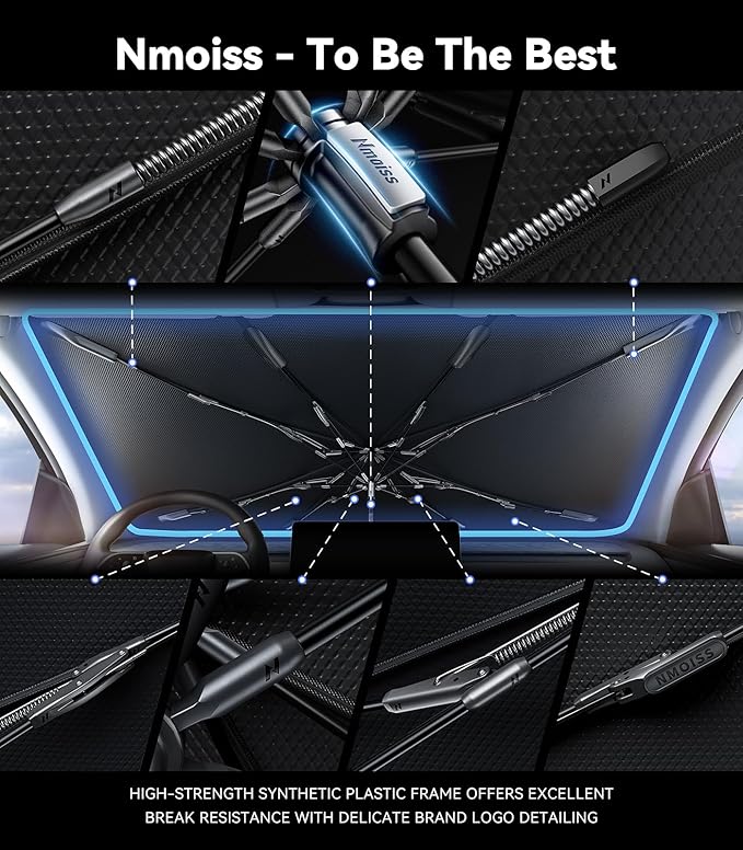 Windshield Sun Shade Umbrella for Toyota Corolla & Camry - [Vinyl Coating Heat Shield] Protect Car from Sun Rays & Heat Damage Keep Cool and Protect Interior, Spring Structure Edge