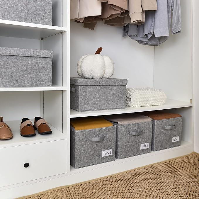 GRANNY SAYS Closet Organizers and Storage, Fabric Storage bins with Label Holder, Shelf Baskets for Organizing Bedroom, Decor