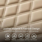 Huidasource Beige Car Seat Covers Front Seats, Front Seat Cover for Cars, Nappa Leather Automotive Car Seat Cushion Protector