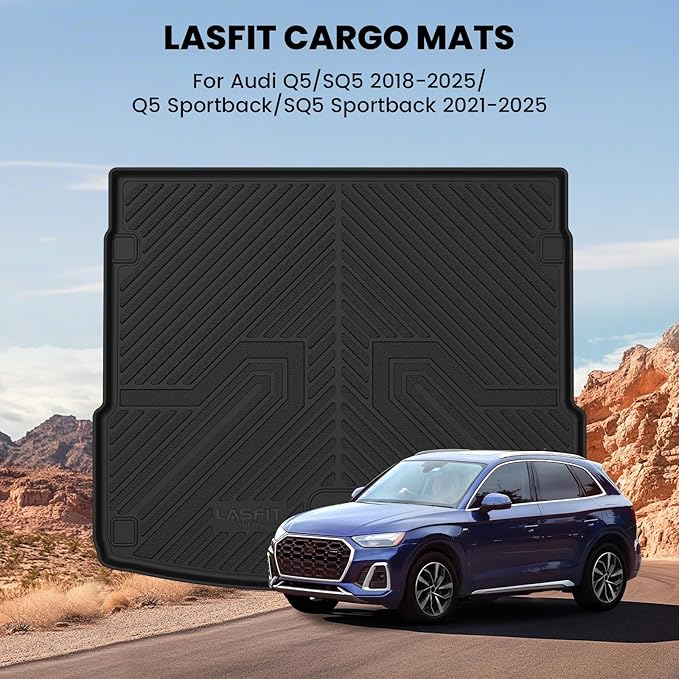 LASFIT Cargo Mat for Audi Q5/SQ5 2018-2025(Include Q5/SQ5 Sportback), Custom Fit All-Weather TPE Rubber Trunk Mat for Audi Accessories, Waterproof, Easy to Clean, Black