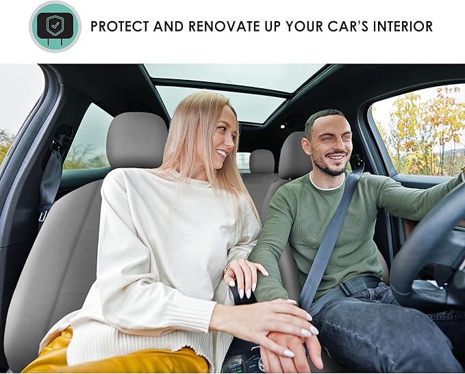 FH Group Full Set Faux Leather Car Seat Covers for Low Back Front Seat Covers, Airbag Compatible, Split Bench Rear Seat, Univ