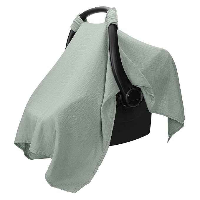 Comfy Cubs Baby Car Seat Cover - Soft, Breathable Bamboo Rayon and Muslin Cotton Blend - Lightweight Canopy for Sun, Bug, and