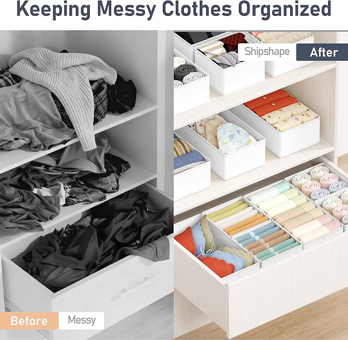 DIMJ Drawer Organizer Clothes Storage - 16 Pack Baby Dresser Organizer for Nursery, Foldable Drawer Dividers for Bedroom Clos