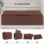 Graciadeco Large 17" 36 Quart Collapsible Stackable Storage Bins with Lids, 3 Packs Dark red Foldable Fabric Closet Storage B