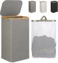 iEGrow Laundry Hamper with Lid, 110L Large Laundry Hamper with Handle and Lid, Collapsible Clothes Basket Organizer with Remo