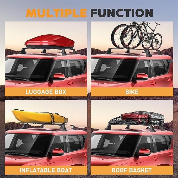 Anti-Theft 220lbs Heavy Duty Roof Rack Cross Bar Compatible with Kia Soul 2020 2021 2022 2023 2024 2025 Roof Rack Cross Bars Aluminum Roof Racks Cross Rail