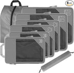 8 Set Compression Packing Cubes for Travel, Expandable Luggage Organizer with Shoe Bag & Laundry Bag - Lightweight Suitcase &