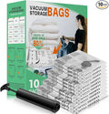 10 Pack Vacuum Storage Bags, Space Saver Bags, Compression for Comforters and Blankets, Sealer Clothes Storage with Hand Pump