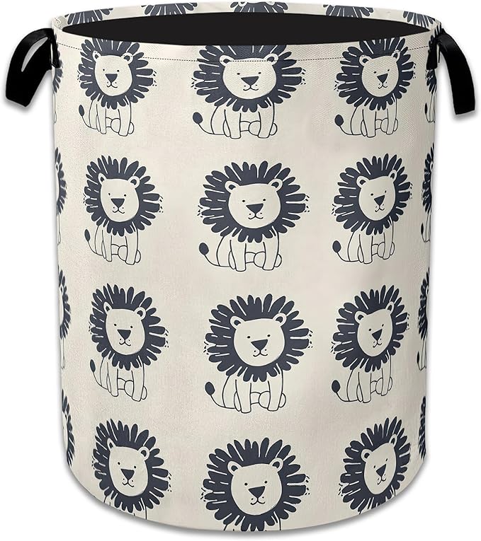 Cute Lion Laundry Basket Collapsible Laundry Hamper Clothes Toy Storage Bin for Bathroom Bedroom Room Decor 16" X 20.8"
