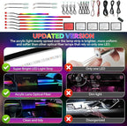 Dream Color Acrylic Interior Car Ambient Light Kit, Bphuny 22 in 1 593 LEDs Fiber Optic Multiple Modes Decoration Atmosphere Lights with Music Dynamic Rainbow Rhythm, RGB Neon Lights for All Cars