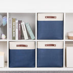 HNZIGE Baskets Fabric Storage Cubes Bins Baskets(3 Pack) Storage Baskets Cube for Shelf, Large Collapsible Organizer Closet B