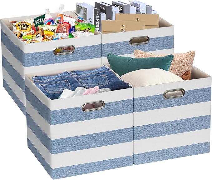 Posprica Storage Basket Bins,11×11 Collapsible Storage Cubes Fabric Drawers for Nurseries,Offices,Closets,Home Décor (Set of 
