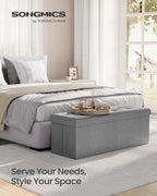 SONGMICS MAZIE Collection - 43 Inches Folding Storage Ottoman Bench, Ottoman Foot Rest, End of Bed Bench, Storage Chest, Load