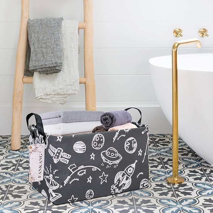 FANKANG Storage Basket,Nursery Hamper Canvas Laundry Basket Foldable with Waterproof PE Coating Storage, Office, Bedroom, Clo