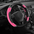 Road Comforts Leather Steering Wheel Cover - Made with PVC Leather - Anti-Slip, Universal Fit 14 1/2 inches to 15 inches - Ho