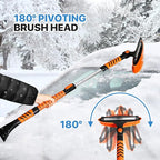 MoNiBloom Extendable Ice Scraper and Brush with Squeegee for Car 4 in 1 Emergency Snow Shovel, Ergonomic Foam Grip and 180° Pivoting Brush Head Car Snow Kit for Cars, Trucks, SUVs, Vehicle