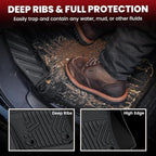 LASFIT Floor Mats for Toyota Tacoma 2024-2026 Double Cab Gas (Only Fit Manual Tran) All Weather TPE Floor Liners for Custom Fit Tacoma Front&Rear 2 Row Mats (Not Fit Xtra Cab or Hybrid or Auto Trans)