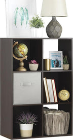 Whitmor 6 Cube Storage Organizer, 3 Tier Stackable Mdf Wood Bookcase, Open Storage Display Bookshelf, Storage Cabinet for Liv