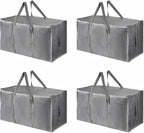 4 Pack-Extra Large Heavy Duty Moving Bags - Waterproof Storage Totes with Handles & Zippers, Foldable for College Dorm, Stora