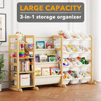 SpaceAid 3-in-1 Toy Storage Organizer with 4 Shelves and 12 Bins, Toy Organizers Storage 3-Tier Bookshelf, Kids Bin Shelf Box