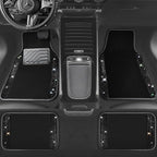 CAR PASS Bling Diamond Leather Steering Wheel Cover 14.5in-15in Floor Mats Shining Rhinestone Carpet Sparkly Glitter Crystal Anti-Slip Pad Fit Automotive SUV Pickup Truck Girl Women, 5pcs Black