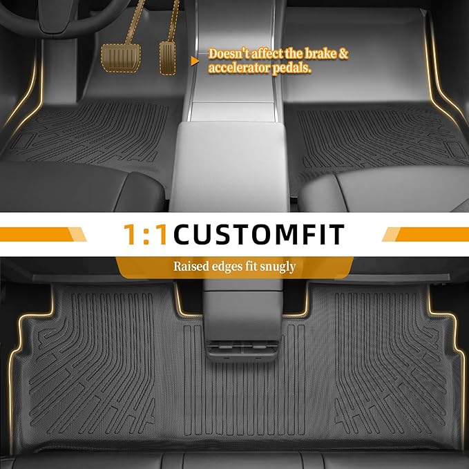 Floor Mats for Toyota Highlander 2001-2005 2006 2007, NOT for with 3rd Row or Hybrid, ONLY 5 Seats, Floor Mats for Highlander Base Limited Sport, TPE Floor Liners & Seatback Mat & Cargo Liner
