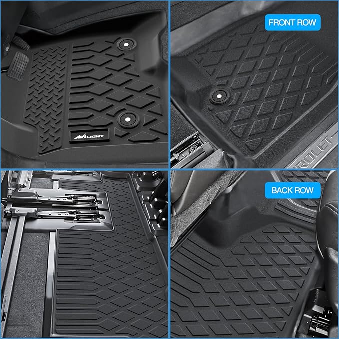Nilight TPE Floor Mats for 2021 2022 2023 2024 2025 2026 Chevy Chevrolet Tahoe GMC Yukon Cadillac Escalade Bench Seating, All Weather Custom Fit Heavy Duty Floor Liners