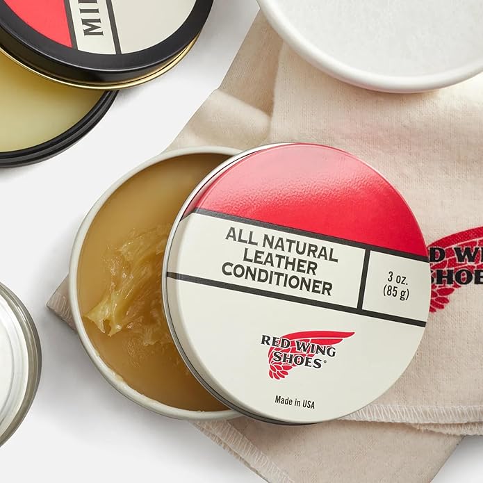 Red Wing Shoes All Natural Leather Conditioner, Made in USA, Pine Pitch, Mink Oil, Beeswax Blend, 8 oz