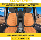 LINGVIDO Car Seat Covers for Front Seats (2 Seats) - Premium Perforated Nappa Leather,Waterproof Shield, Omni-Adapt Fit for S