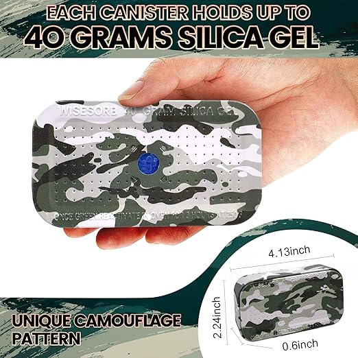 3 Packs Gun Safe Dehumidifier 40 Gram Reusable Indicating Silica Gel Desiccant Canister- Camouflage Rechargeable Humidity