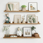 Axeman 36 Inch Floating Shelves | Brown Picture Ledge Shelf Set of 3 | Rustic Brown Wood Wall Shelves with Lip | 36" Picture 