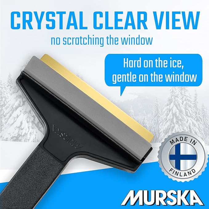 Car Ice Scraper Brass Blade - Fast, Effortless, efficient & Easy - Brass Ice Scrapers for Car Windshield Ice Scraper - Brass Ice Scraper for Car - Original Murska from Europe - Winter A053 Black Gray