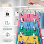 ZOBER 3-Pack 6-Tier Skirt Hangers with Clips - Pants Hangers with Clips Space Saving, Closet Organization, Swivel Hooks, Coll