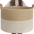 INDRESSME Extra Large Woven Baskets for Storage, 21.7'' x 13.8'' Wicker Basket with Handle for Blankets, Big Laundry Baskets 