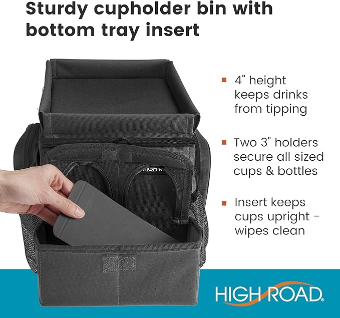 High Road Large CarHop Car Seat Organizer for the Front or Back Seat for Kids and Adults with Cup Holder Tray, Side Pockets and Cooler Compartment