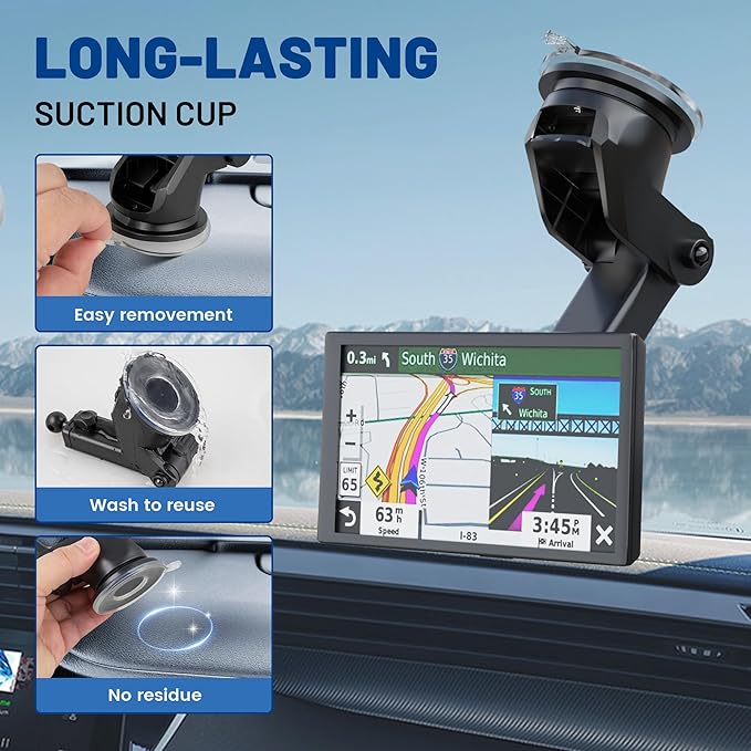 EWAY 2PCS for Garmin GPS Mount w/Telescopic Extension Arm, Replacement Dash Ball Mount Holder for Dashboard Windshield Windscreen for Garmin Nuvi RV Dezl Drive Drivesmart Zumo Driveassist DriveLuxe