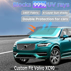 Sun Shade Sunshade for Volvo XC90 2016-2024 2025 2026 Windshield Cover, 4-Layers Sun Shield 250T Silver Sun Visor Foldable Front Window Shade Blocks UV Rays Car Accessories
